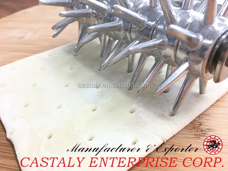 Baking Supplies Heavy Metal Spiked Roller Manual Pizza Dough Roller