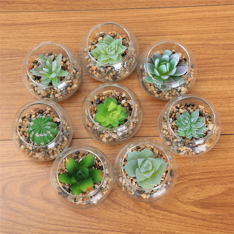 Highly realistic small size artificial plants succulents pots for home decoration