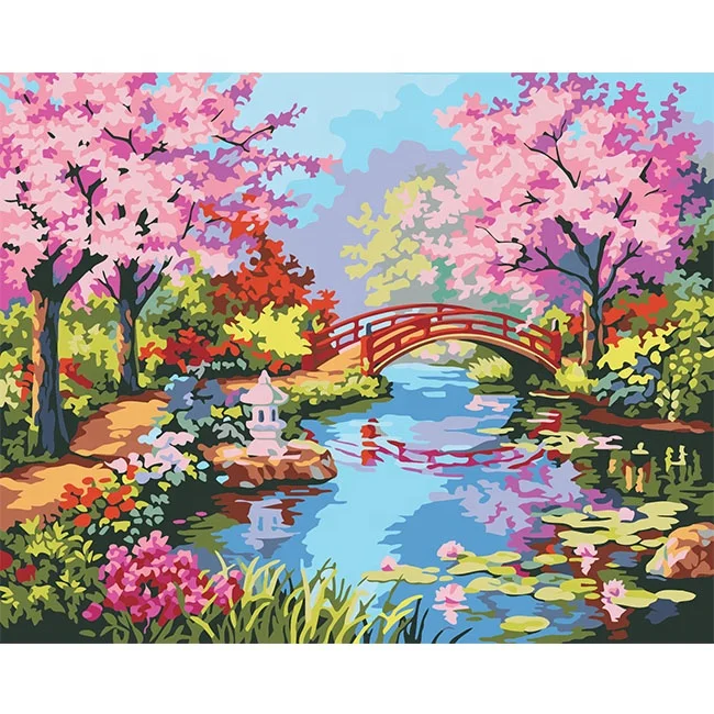 Beautiful Jiangnan Spring Scenery Picture - DIY Painting By Numbers Hand Painted Oil Paintings For Home Living Room