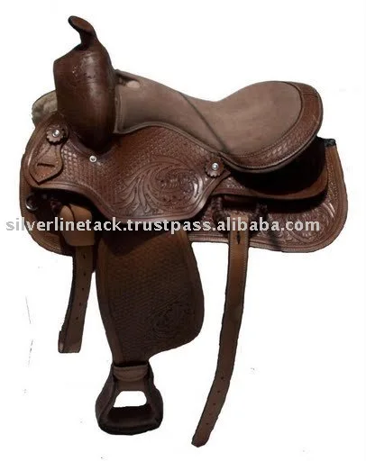 Hand Carved Leather Western Saddle
