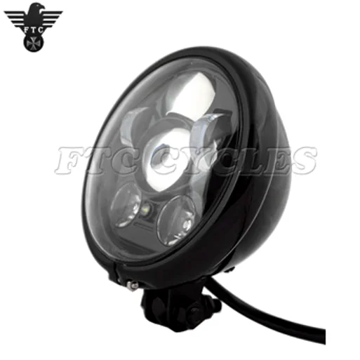 Vintage Black Motorcycle LED Headlight for Harley Custom Bikes