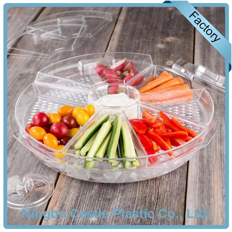 Food Serving Plate Antique Clear Appetizer Plastic Tray On Ice