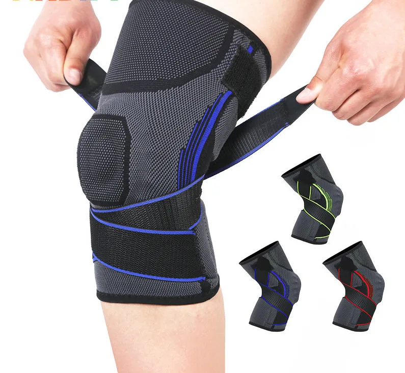 FBA Service Low MOQ Nylon Sports Compression Knee Brace Knee Protector Support Sleeve Pad with Spring Stay and Silicon Pad