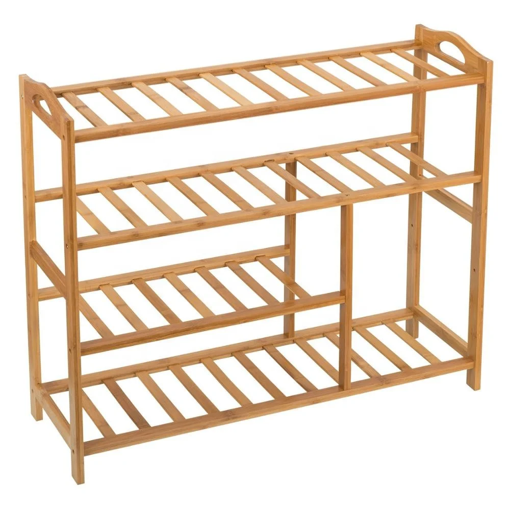 4-Tier Shoe Rack 10-13 Pairs Entryway Shoe Shelf Storage Organizer Sturdy And Durable Easy Installation-bamboo shoe frame