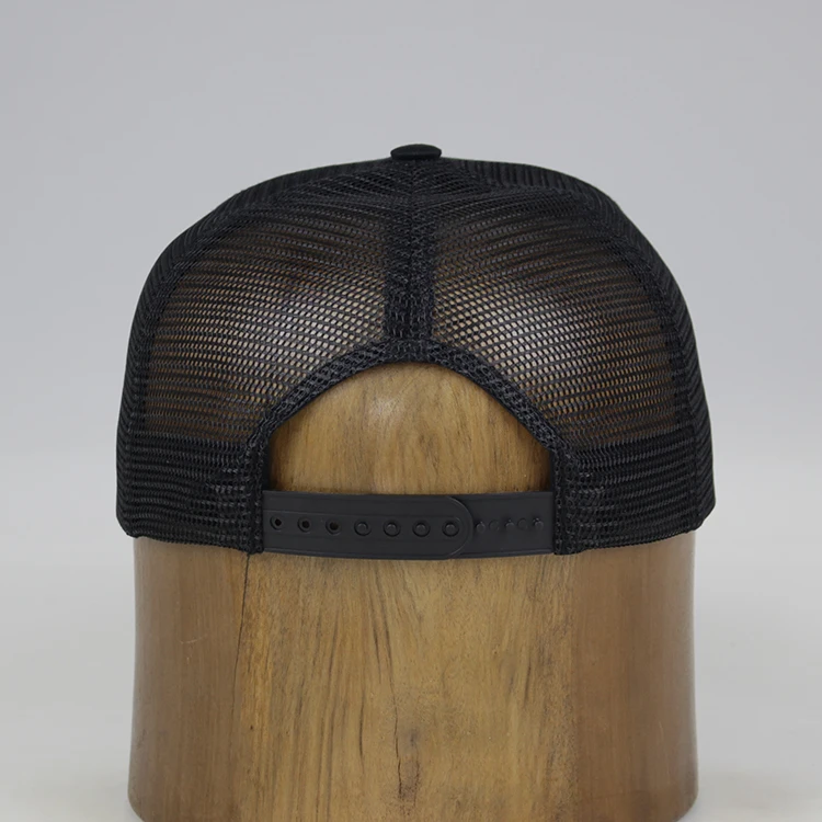 
Alegria High Quality Black Flat Brim Custom Embroidery Patch Mesh Snapback Trucker Cap 