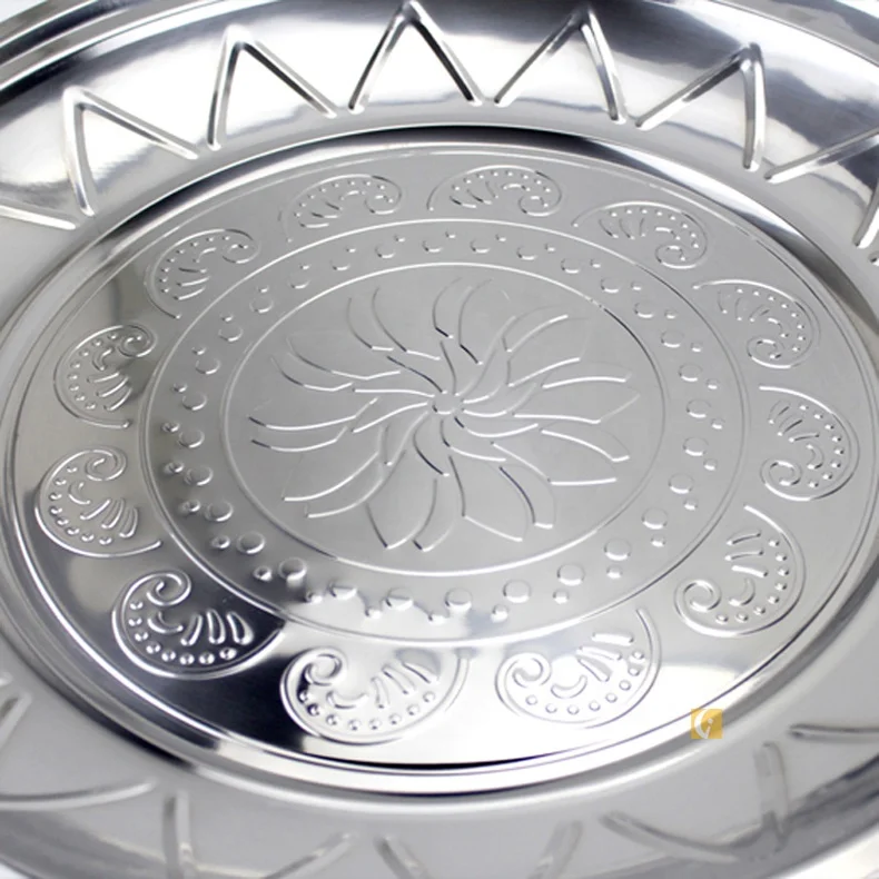 20cm Silvery Stainless Steel Dinner Plate Indian Dishes For Restaurant Food dinnerware plate