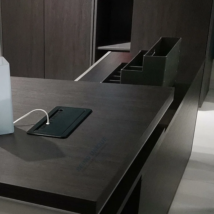 Luxury 8ft Dark wood environment MDF office table and chair price furniture table executive CEO office desk