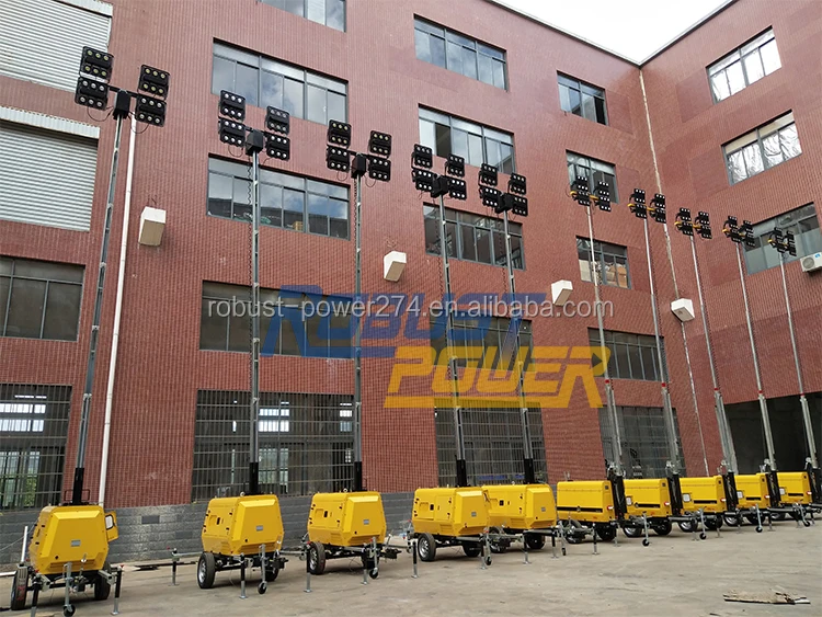 9M Mobile Flood Light Tower Hydraulic Telescopic Pole Mast Lighting Tower