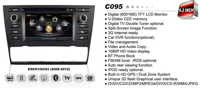 WITSON Для DIGITAL AIR BMW E90/E91/E92/E93 CAR DVD A8 автомобиль с платформой Чипсет S100