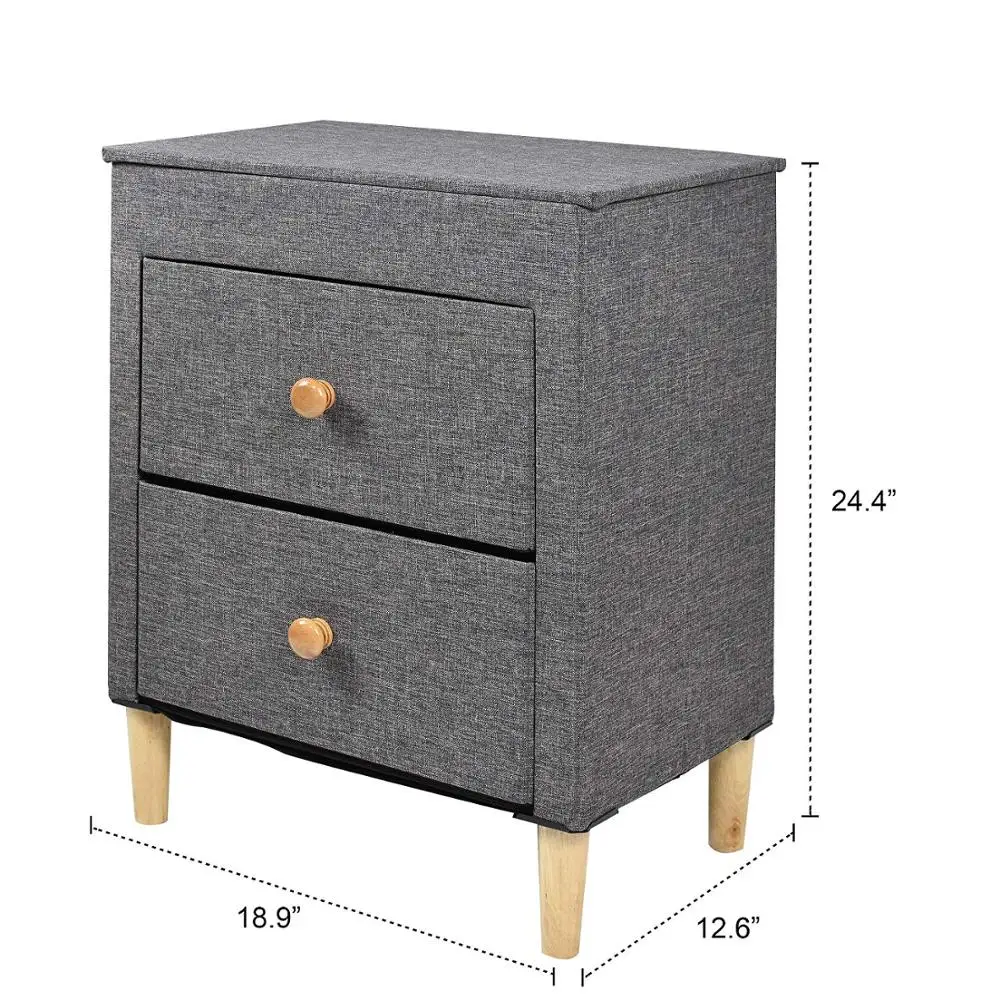 Simple 2-Drawer-Dresser,Premium Linen Fabric Nightstand,Bedside Table ,For Bedroom and bathroom
