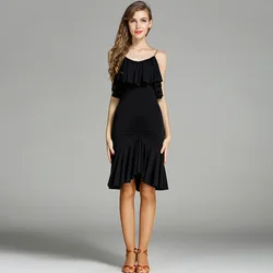 YF-MY757 Halter Neckline Dancing Dress Women Ladies Adult Latin Rumba Cha Cha Samba Ruffled Dress Costume Performance Wear