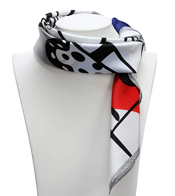 Wholesale OEM Fashion Design Printed Custom Silk Satin Silk Ladies Scarves for Shirt Office and Flight Attendant Uniform