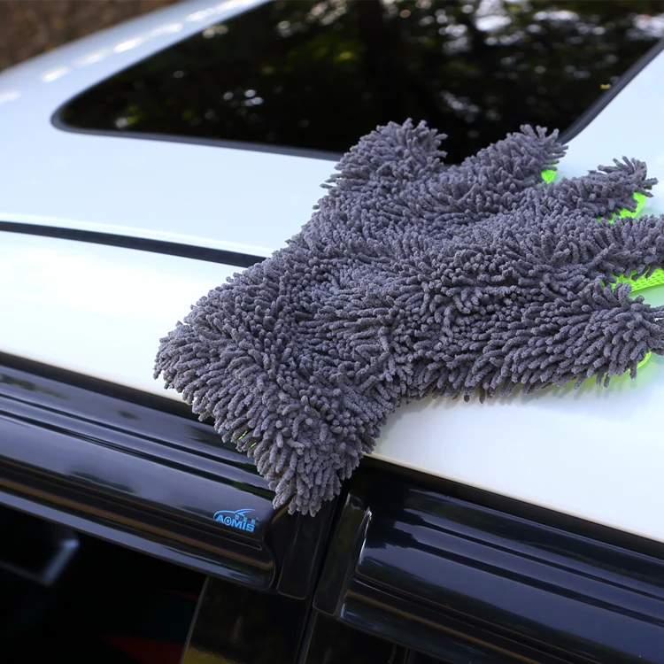 Multi purpose scratch-free microfiber waterproof car clean wash mitt gloves with 5 fingers