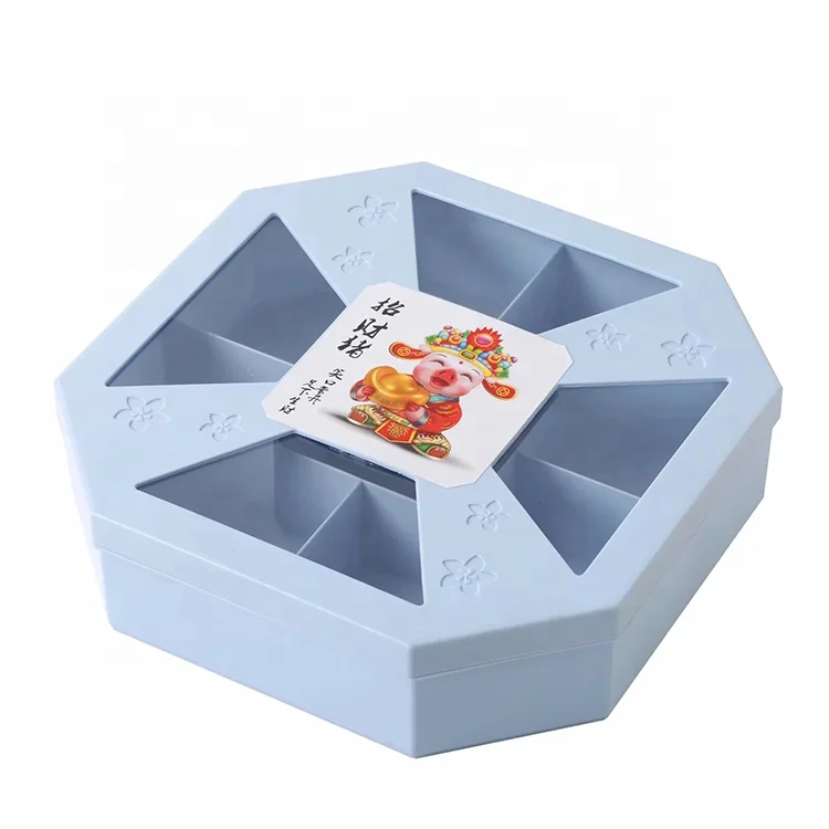 Airtight Divider Cotton Candy Food Storage Box 5 Compartments Snack Nuts Tray With Lid For Party
