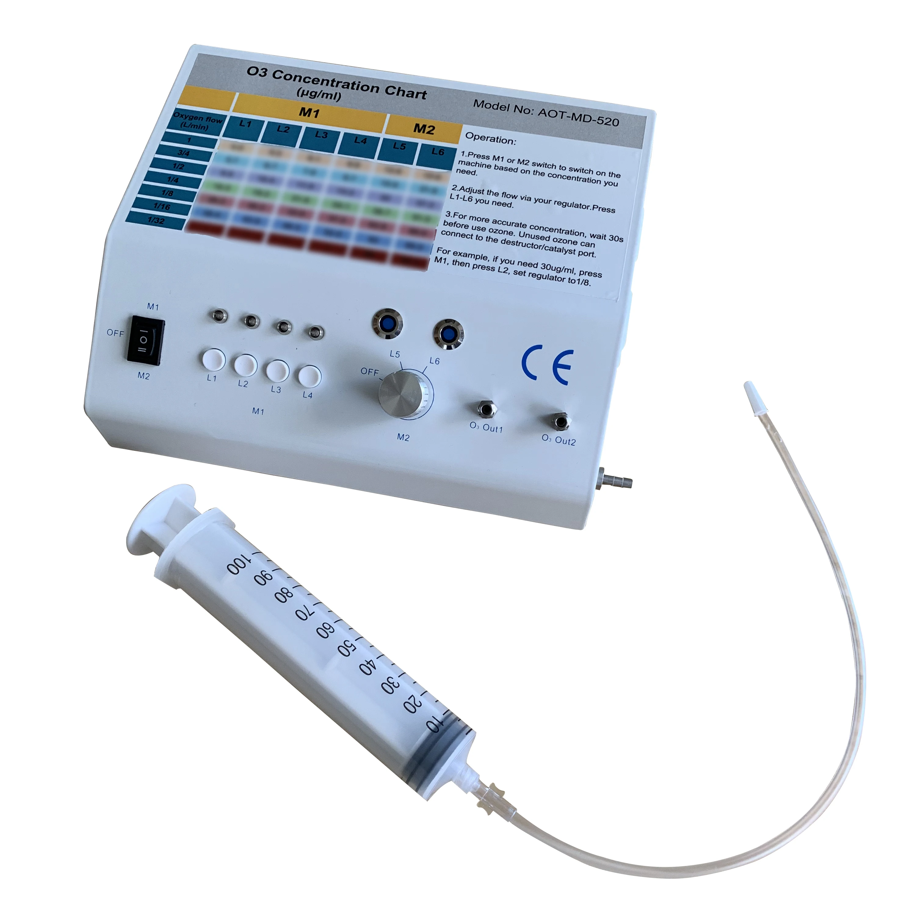 Качественное озонотерапевтическое медицинское озоновое оборудование 4-95ug/ml