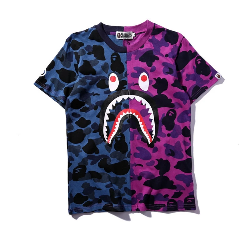 
Low MOQ Good Quality Fast Delivery Kinds Of Name Brand T-shirt Usa Famous Brand T-shirts Shark Camouflage T-shirt 100% Cotton 
