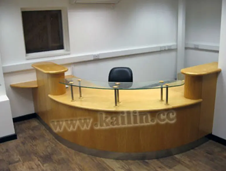 Factory directly sell modern solid wooden round stable reception desk office furniture reception desk cashier front counter
