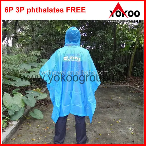 Custom design Recyclable Individual Packed Disposable PE Rain Poncho