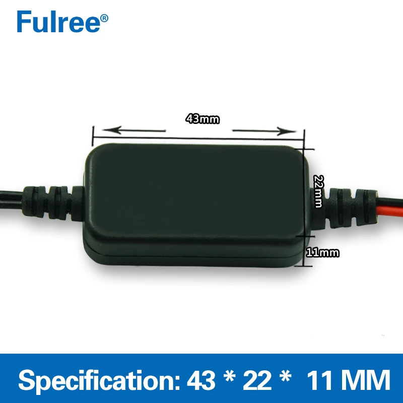 Fulree Ultra Slim Thin 12V to 5V DC-DC Step Down Converter for Car Camera DVR Dash Cam, Output 6V/7.5V/9V or Customize Available