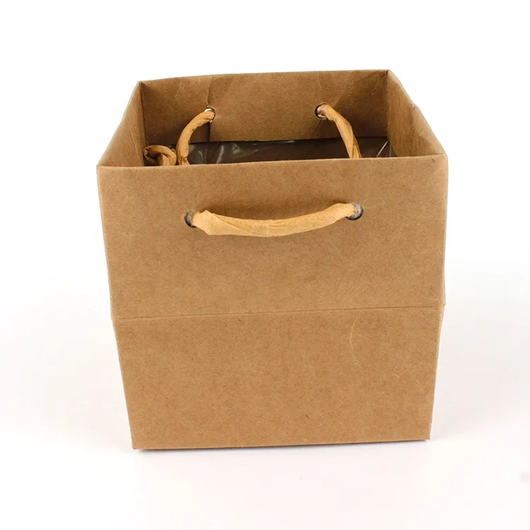Custom printed waterproof plant pot brown kraft paper box with plastic liner bag