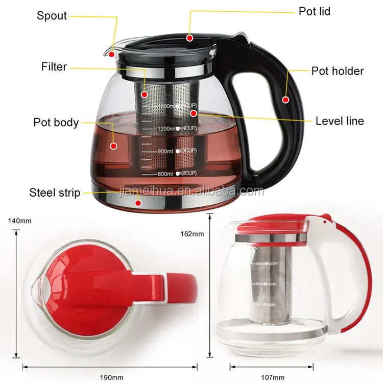Promotional gift french strainer heat resistant teapot kitchen moroccan glass tea pot for stainless steel glass tea pot