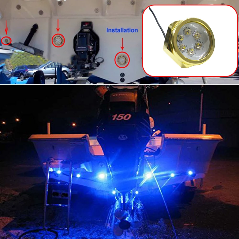 Подводные светодиодные фонари 24 Вт 12 В из нержавеющей стали