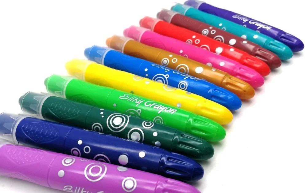 Silky gel crayons for toddlers 12 colors washable non toxic plastic crayons for kids oil pastels twistable crayon