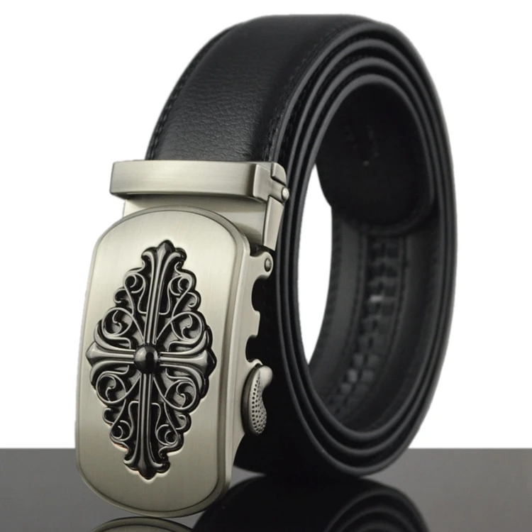 
Smart automatic black real leather man belts 