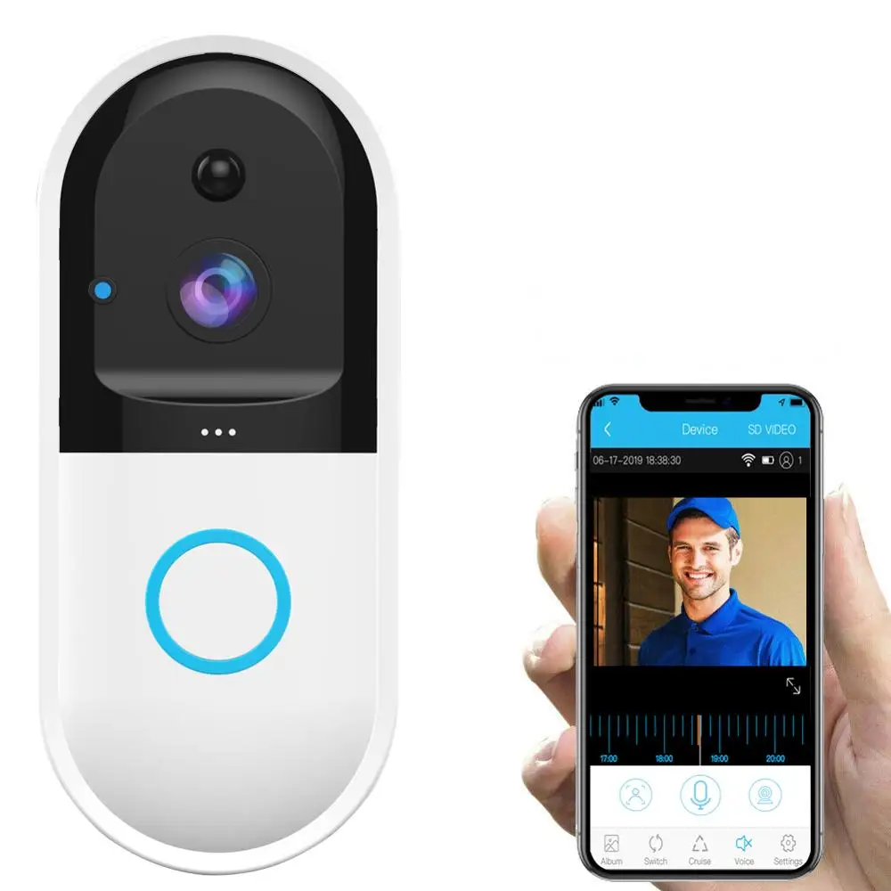 Wireless Smart Battery-operated Doorbell Camera WiFi Video Home Security Night Vision Door Bell