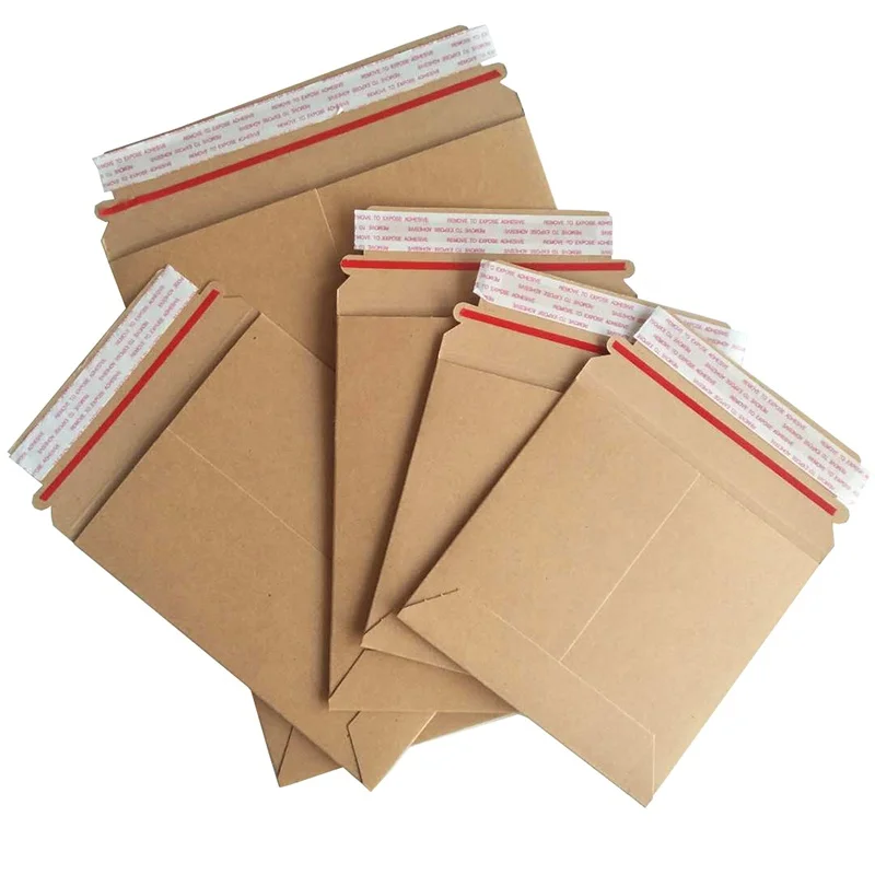 Custom  Logo Fully  Recycled White Cardboard Paper Envelope with Easy Tear Strip for Mailing