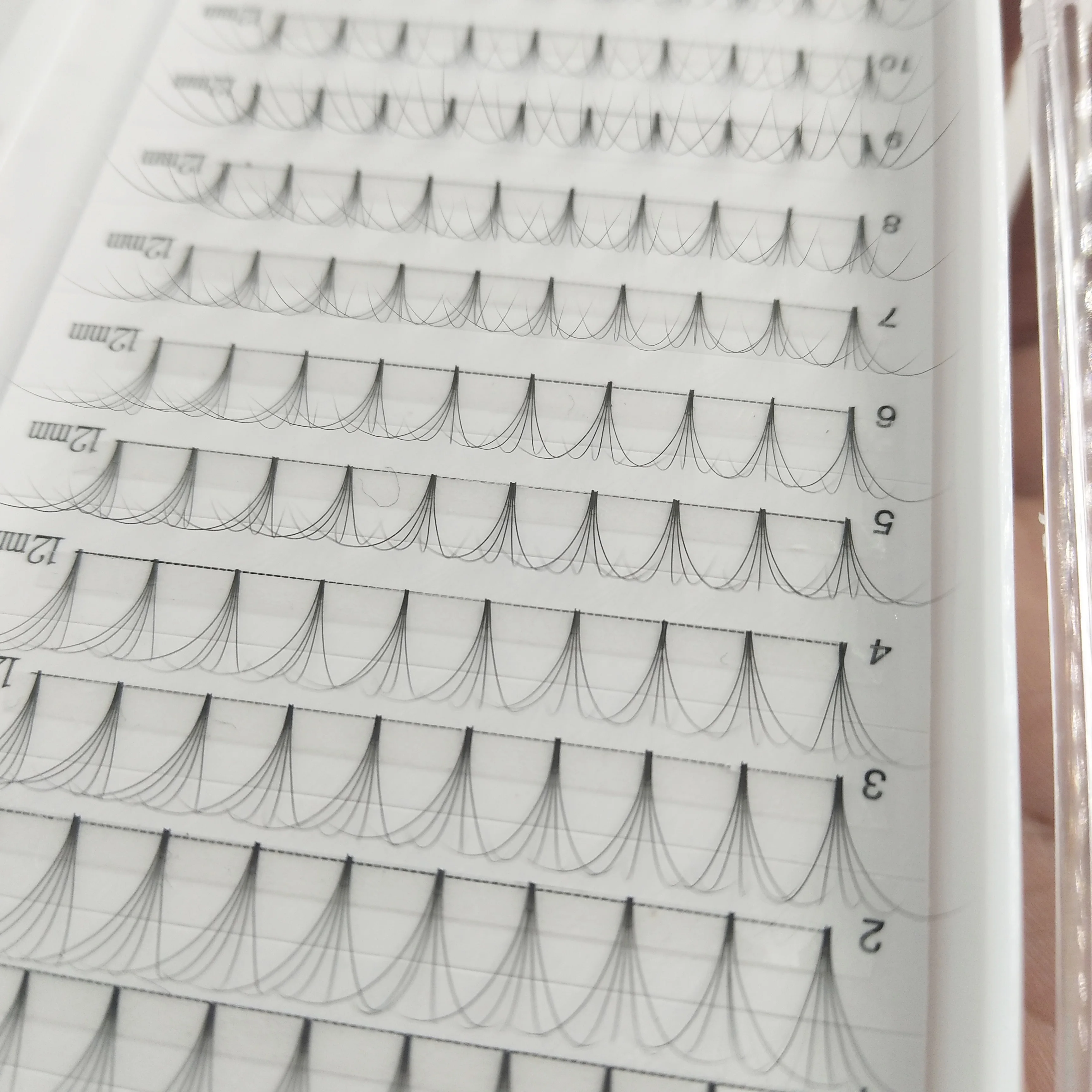 Name list of products 5D 0.1 C and D short stem premade volume lashes russian volume eyelash extension