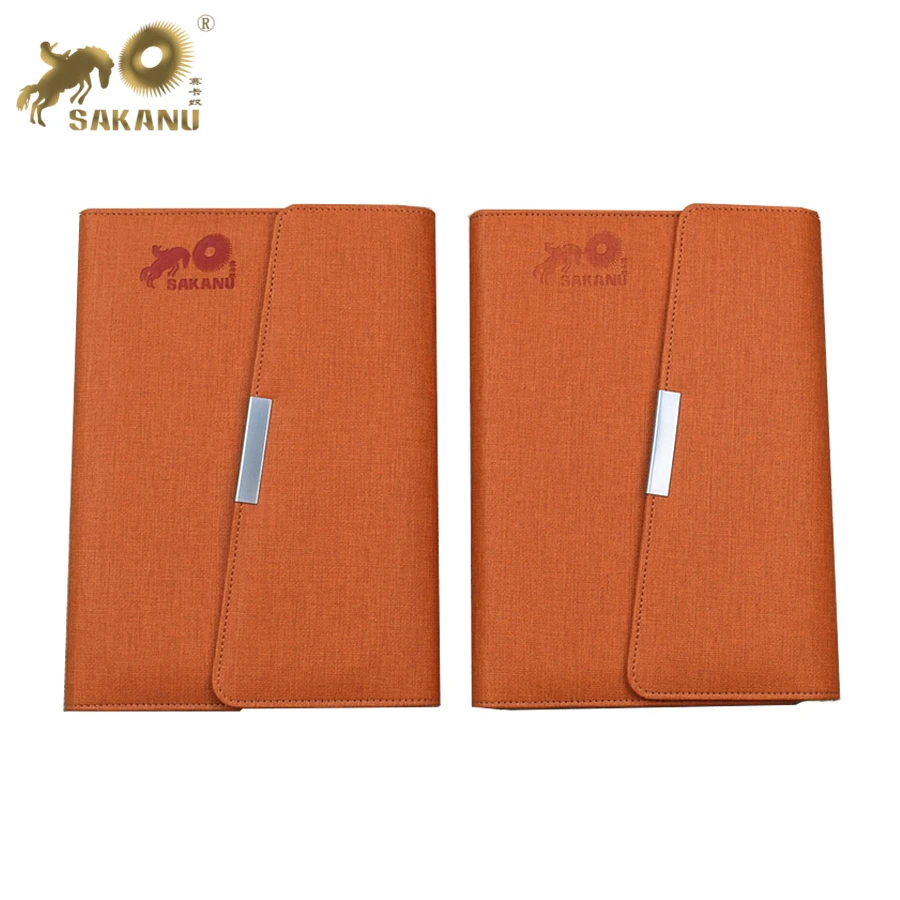 Деловой дневник из искусственной кожи, складной журнал, записная книжка с портативным зарядным устройством