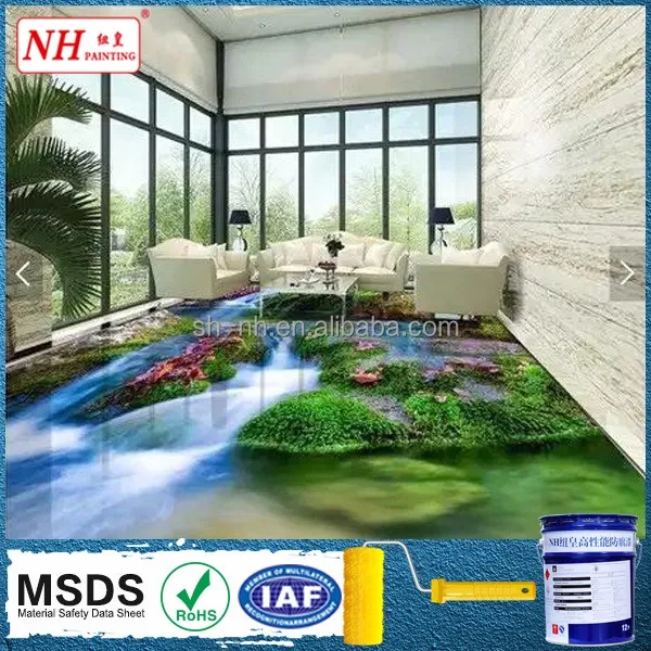 Bathroom Waterproofing clear epoxy floor coating for 3d