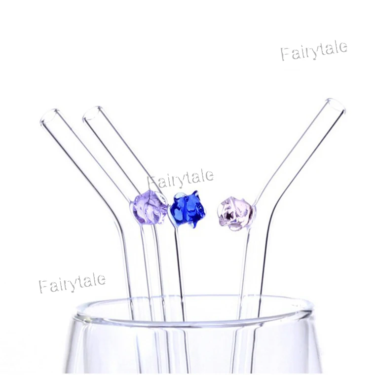 Eco Friendly Star Ban Plastic Straw Alternative Rose Decor Tempered Glass Straw Clear Glass Straw