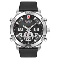 Часы мужские цифровые, водонепроницаемые аналоговые кварцевые, из нержавеющей стали, с ЖК-дисплеем