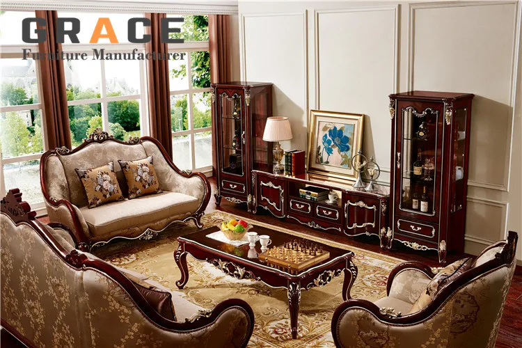 H8801R hand carved wood coffee table dubai hot sale