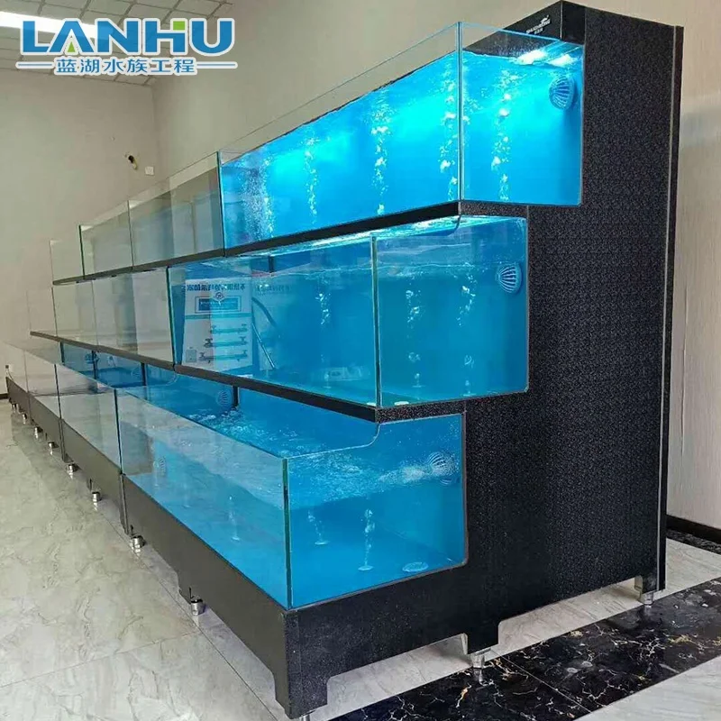 Customized Supermarket or Restaurant 3 Layer Chiller Protein Skimmer Crab Lobster Live Fish Tank