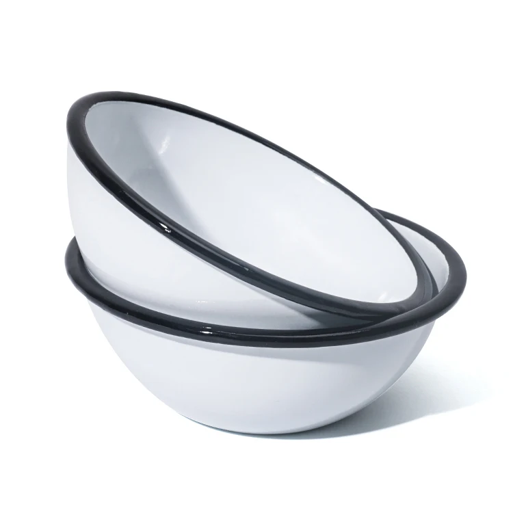 Salad Bowl Custom Mixing Bowl LOGO Printing Soup Enamel Bowl with Roll Rim