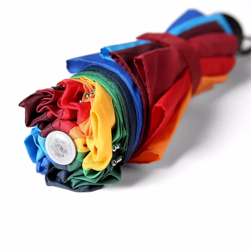 3 fold umbrella cheap manual open custom logo print 23 inch  3 fold rainbow umbrella for promotion use folding umbrella