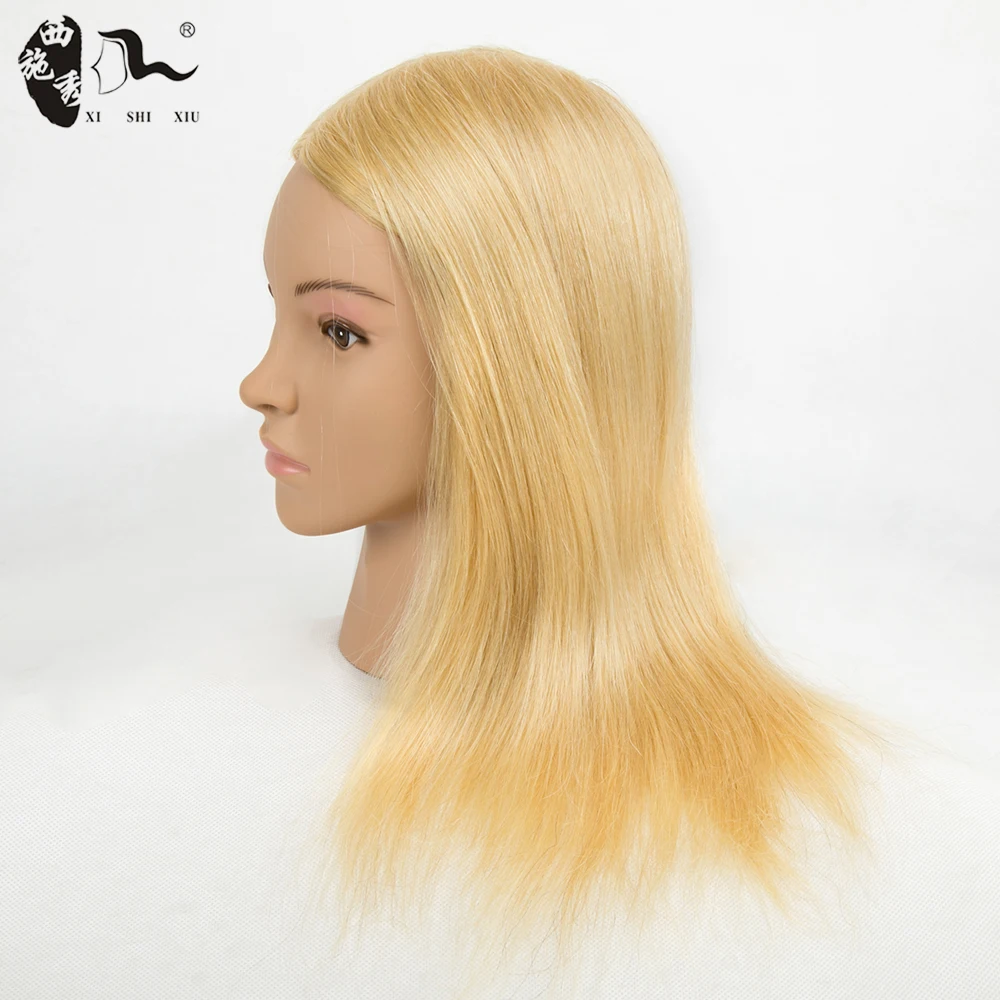 XISHIXIUHAIR 100% Human Hair Training Head with Shoulder Hair Styling Dyeing Coloring realistic Mannequin Practice Head Dolls