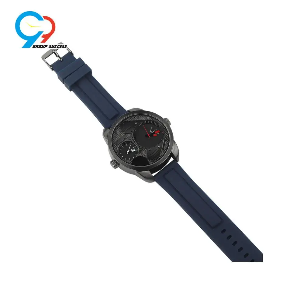 Large face silicone strap men watch for big wrist