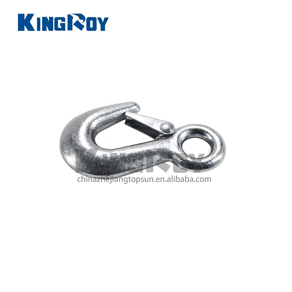 Steel chain crane galvanized forged lifting eye hook with safety latch  for cargo control