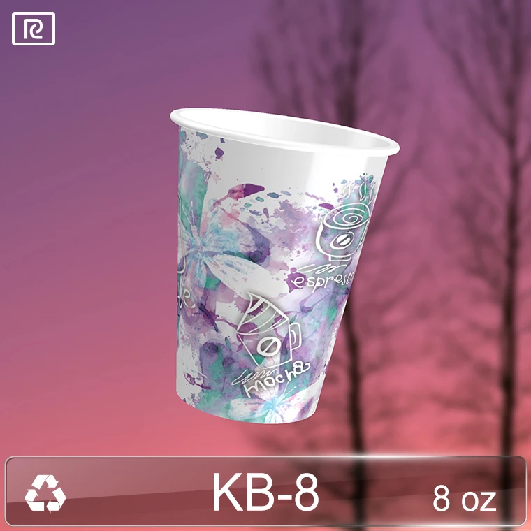 K-KA-P 8-22oz Single Wall Craft Paper Cup Disposable with PE Coat Custom Logo Printed Handle for Hot/Cold Coffee