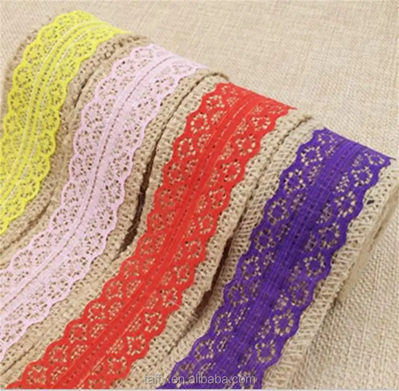 4cm Vintage Wedding Centerpieces Decoration Sisal Lace Trim natural Jute Hessian Rustic Burlap Ribbon