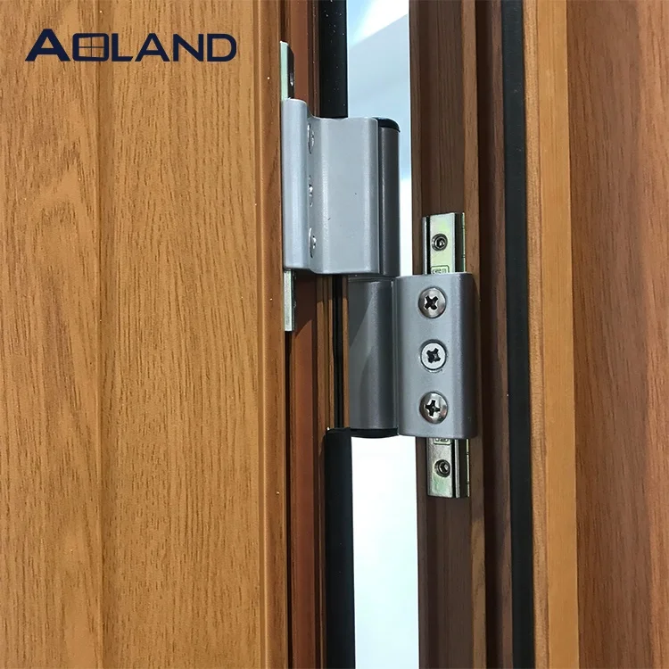 Aluminium Wooden Grain Powder Coat Louvre French Doors Design Single Door