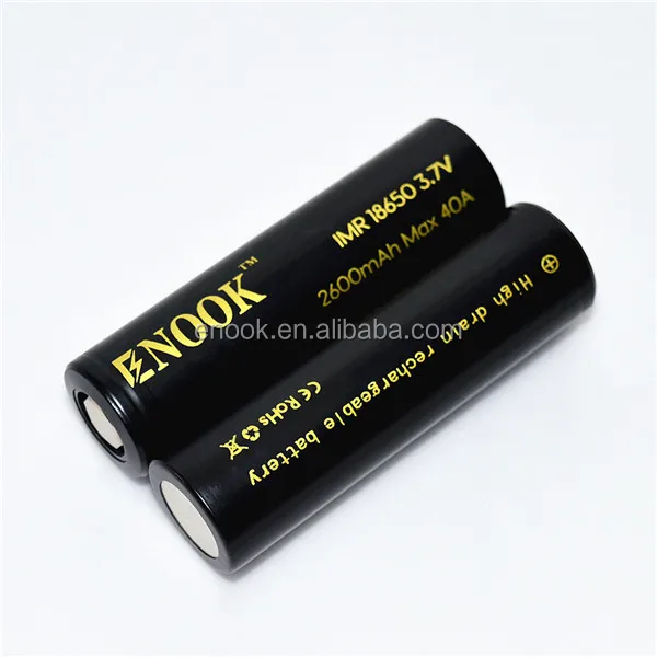 
New product China supplier of Enook 18650 2600mAh 40A 3.7V rechargeable li-mn battery for 3.7v nicd battery pack 