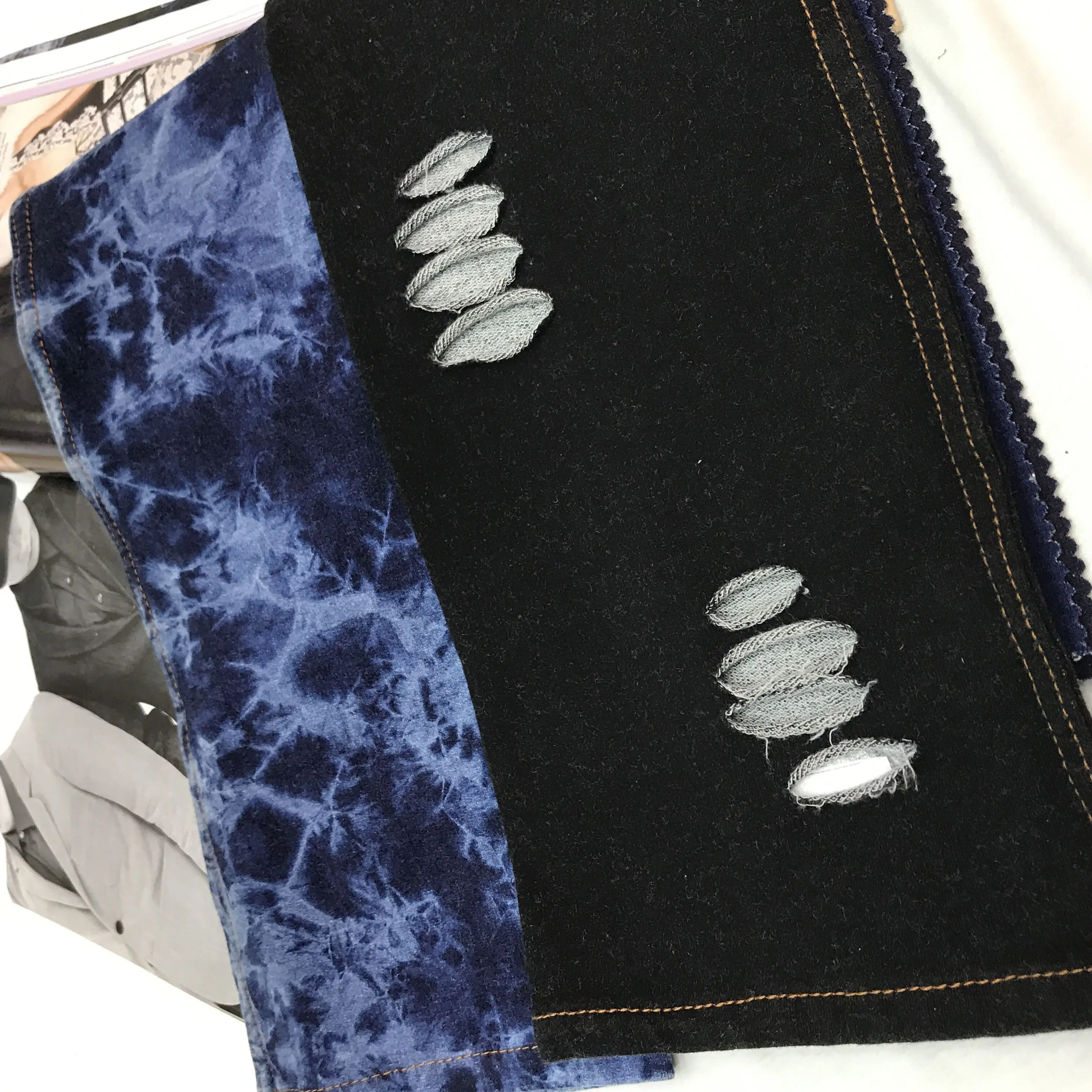 300g regular denim fabric knitted 4% spandex 96% cotton jeans plain fabric