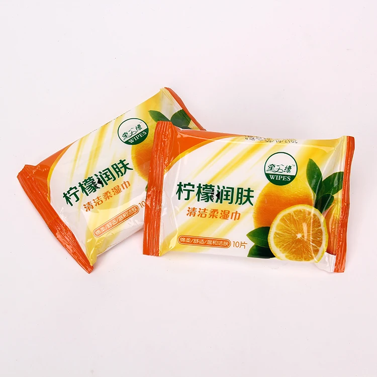 Wholesale spunlaced non-woven lemon cotton wet wipes for restaurant