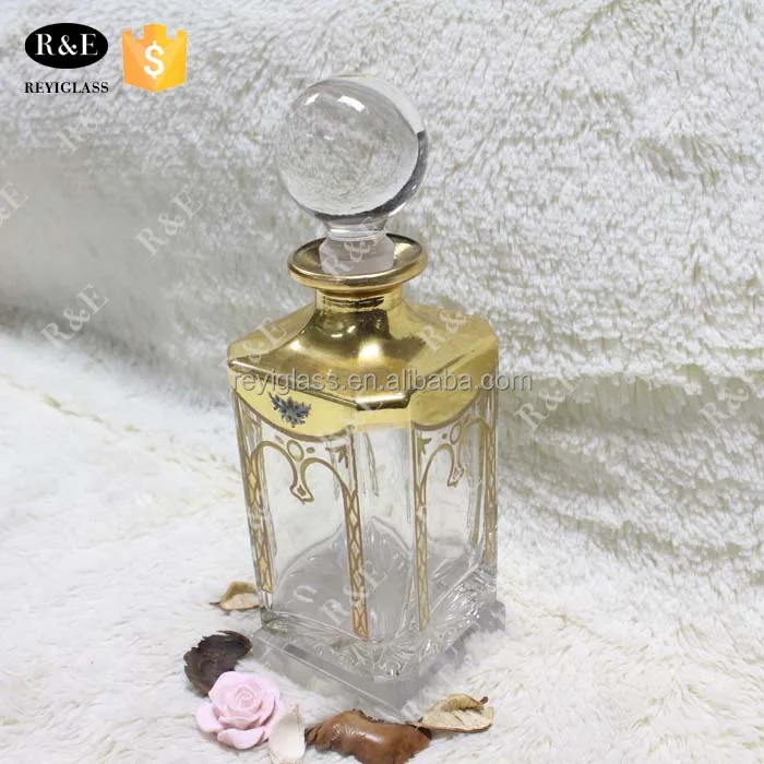 450ml gold decorative empty luxury arabian attar perfume oils with glass stopper