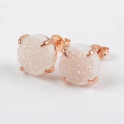 2020 Wholesale Fashion Custom Rose Gold druzy jewelry stud earrings for women